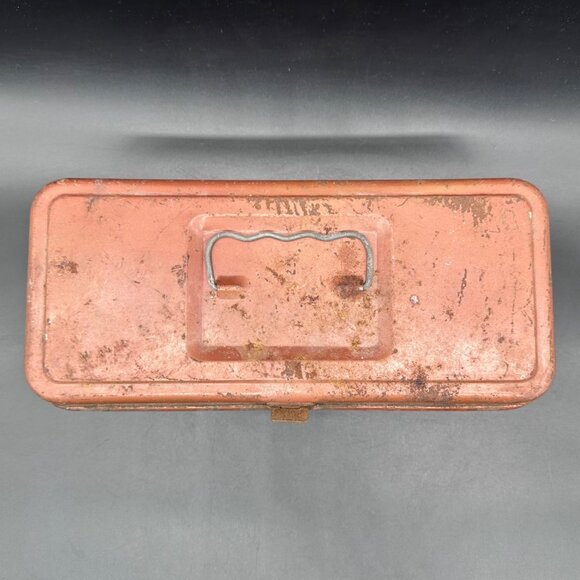 Vintage Rusty Metal Toolbox Tackle Box Storage Organizer Industrial Decor Brown - Picture 6 of 15